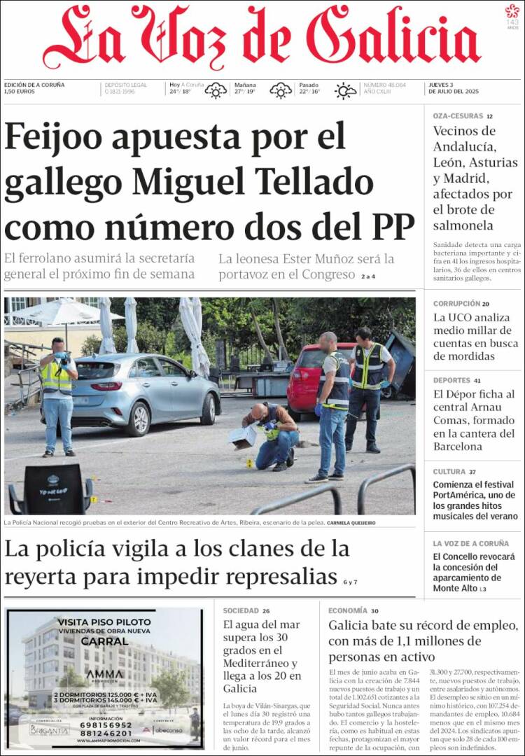Portada de La Voz de Galicia (España)