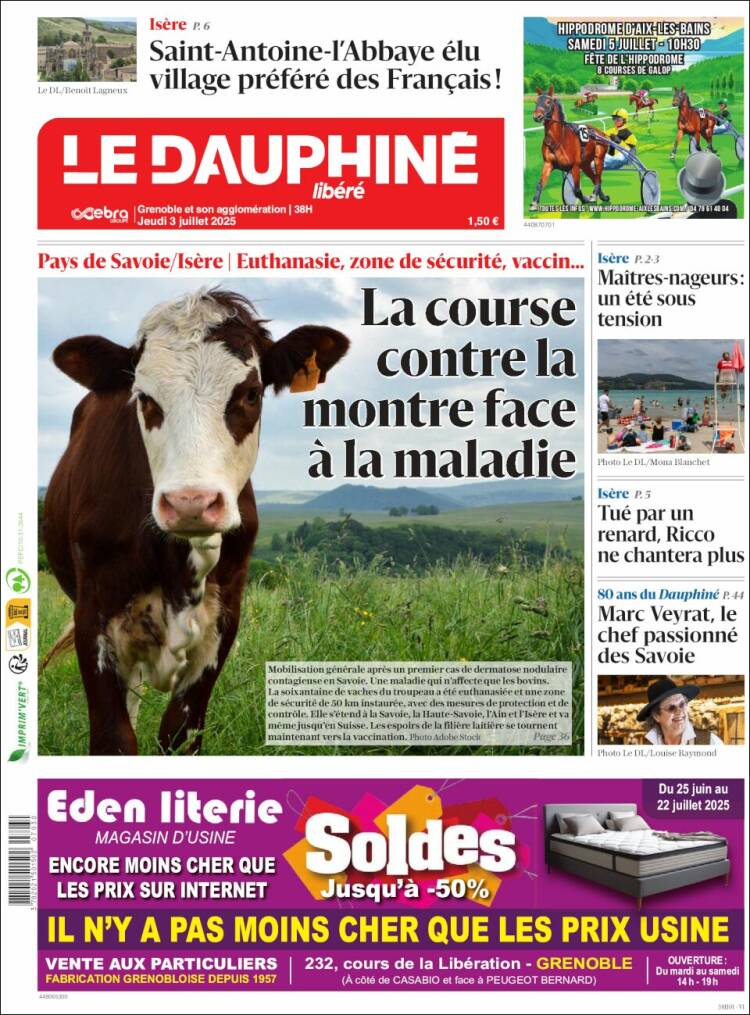 Portada de Le Dauphiné Libéré (Francia)