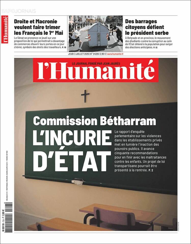 Portada de l'Humanite (France)