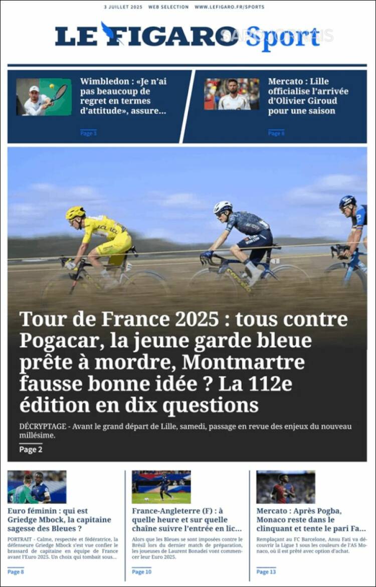 Portada de Le Figaro Sport (Francia)