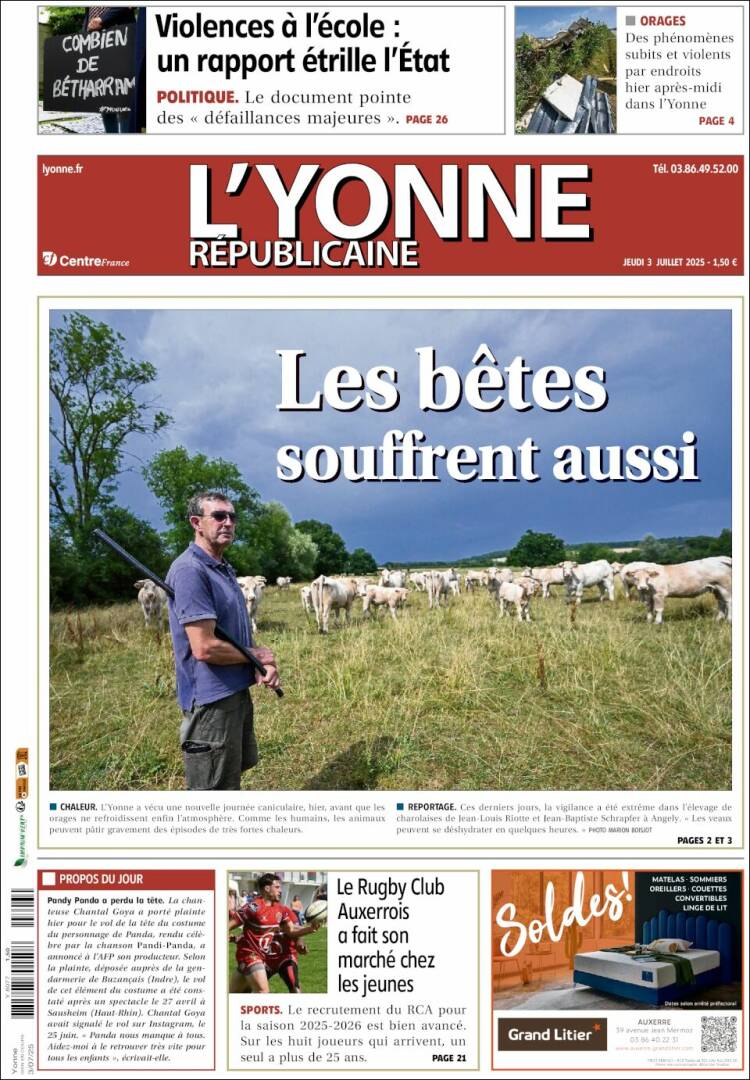 Portada de L'Yonne-Républicaine (Francia)