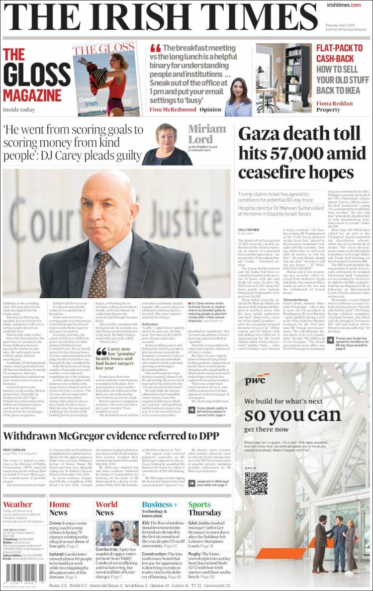 Portada de Irish Times (Ireland)