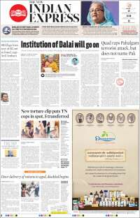 Portada de New Indian Express (India)