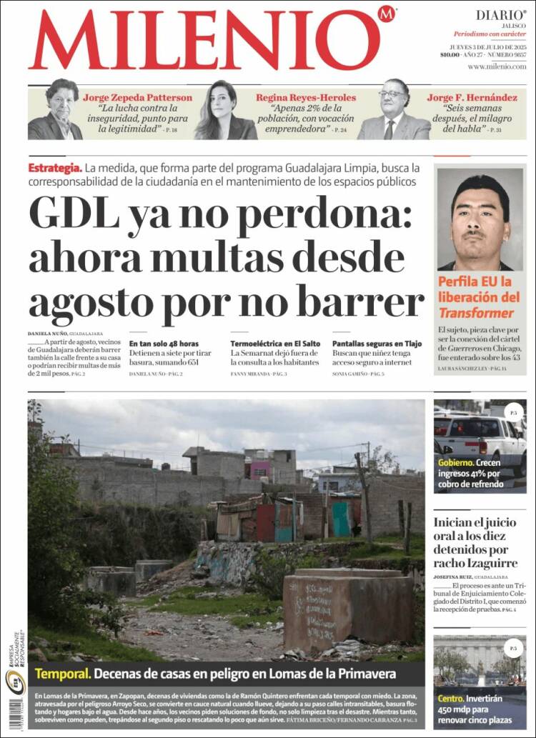 Portada de Milenio - Jalisco (Mexico)