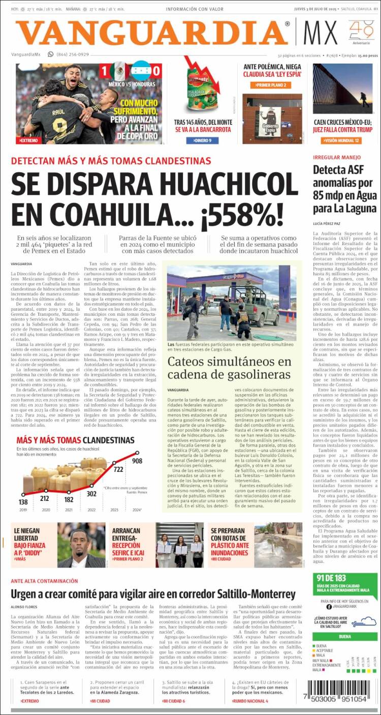 Portada de Vanguardia (México)