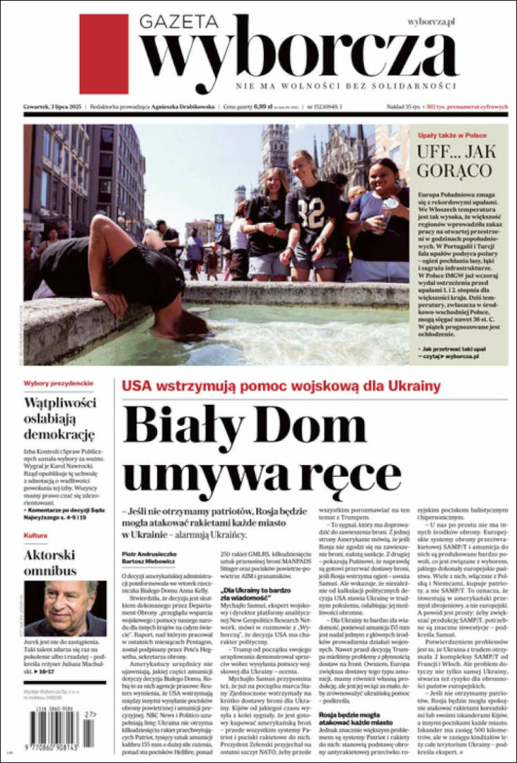 Portada de Gazeta Wyborcza (Polonia)