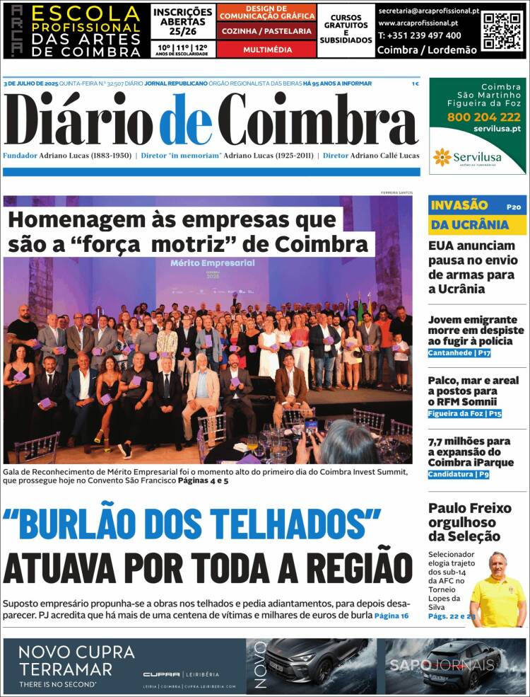 Portada de Diário de Coimbra (Portugal)