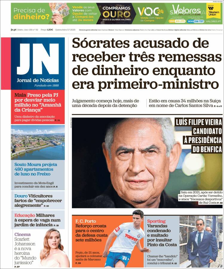 Portada de Jornal de Notícias (Portugal)