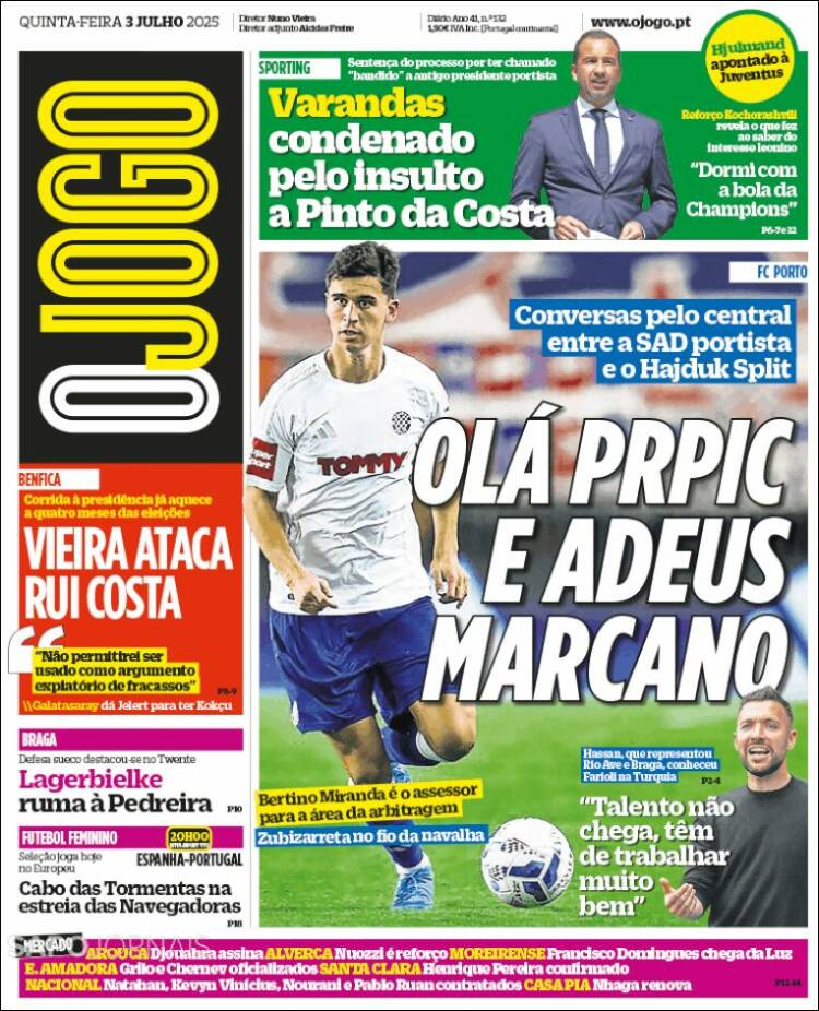 Portada de O Jogo (Portugal)