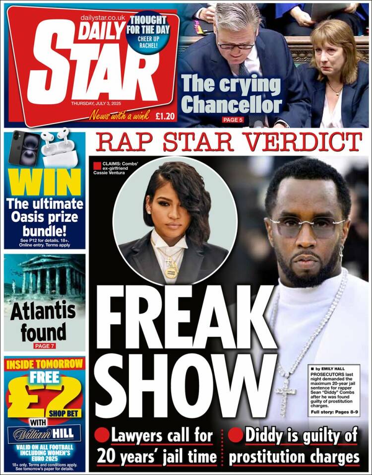 Portada de Daily Star (Reino Unido)