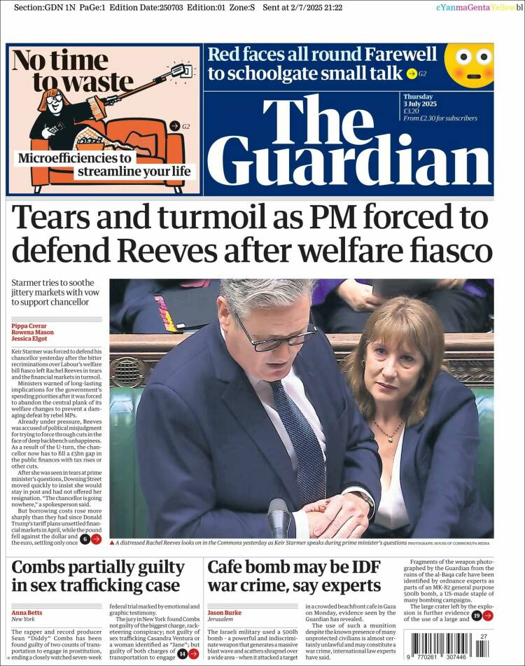 Portada de The Guardian (United Kingdom)