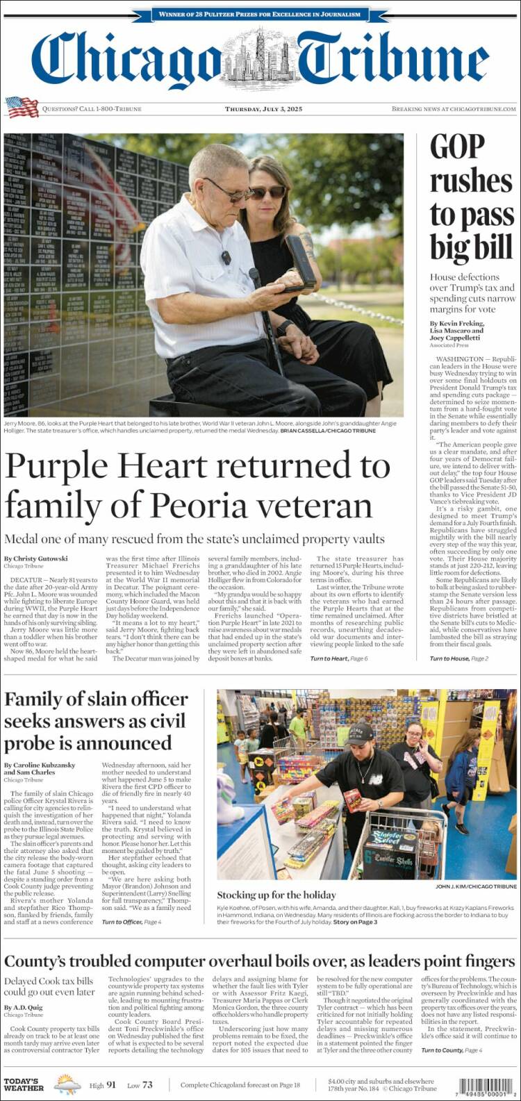 Portada de Chicago Tribune (USA)