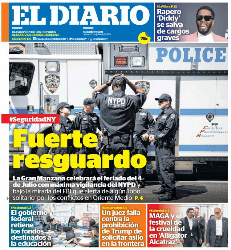 Portada de El Diario NY (USA)