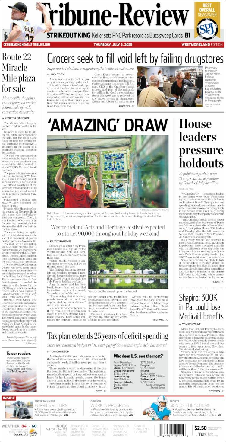 Portada de Tribune-Review (États-Unis)