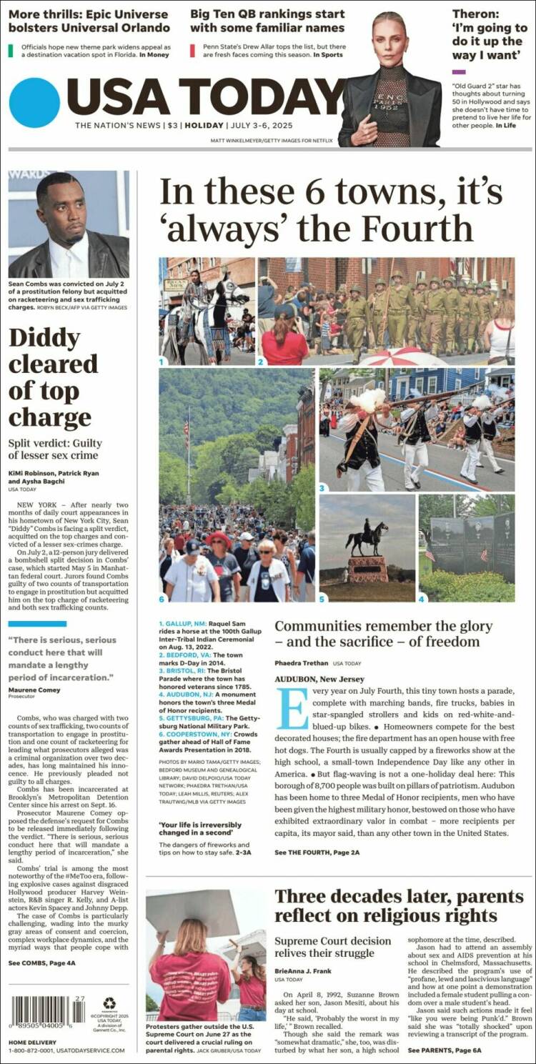 Portada de USA Today (USA)