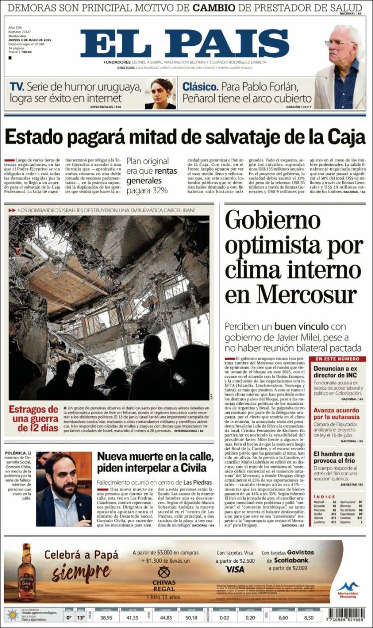 Portada de El País (Uruguay)