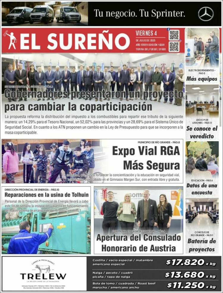 Portada de Diario El Sureño (Argentina)