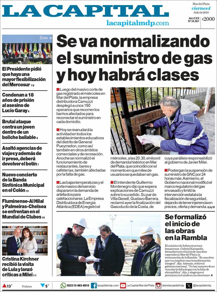 Portada de Diario La Capital - Mar del Plata (Argentina)