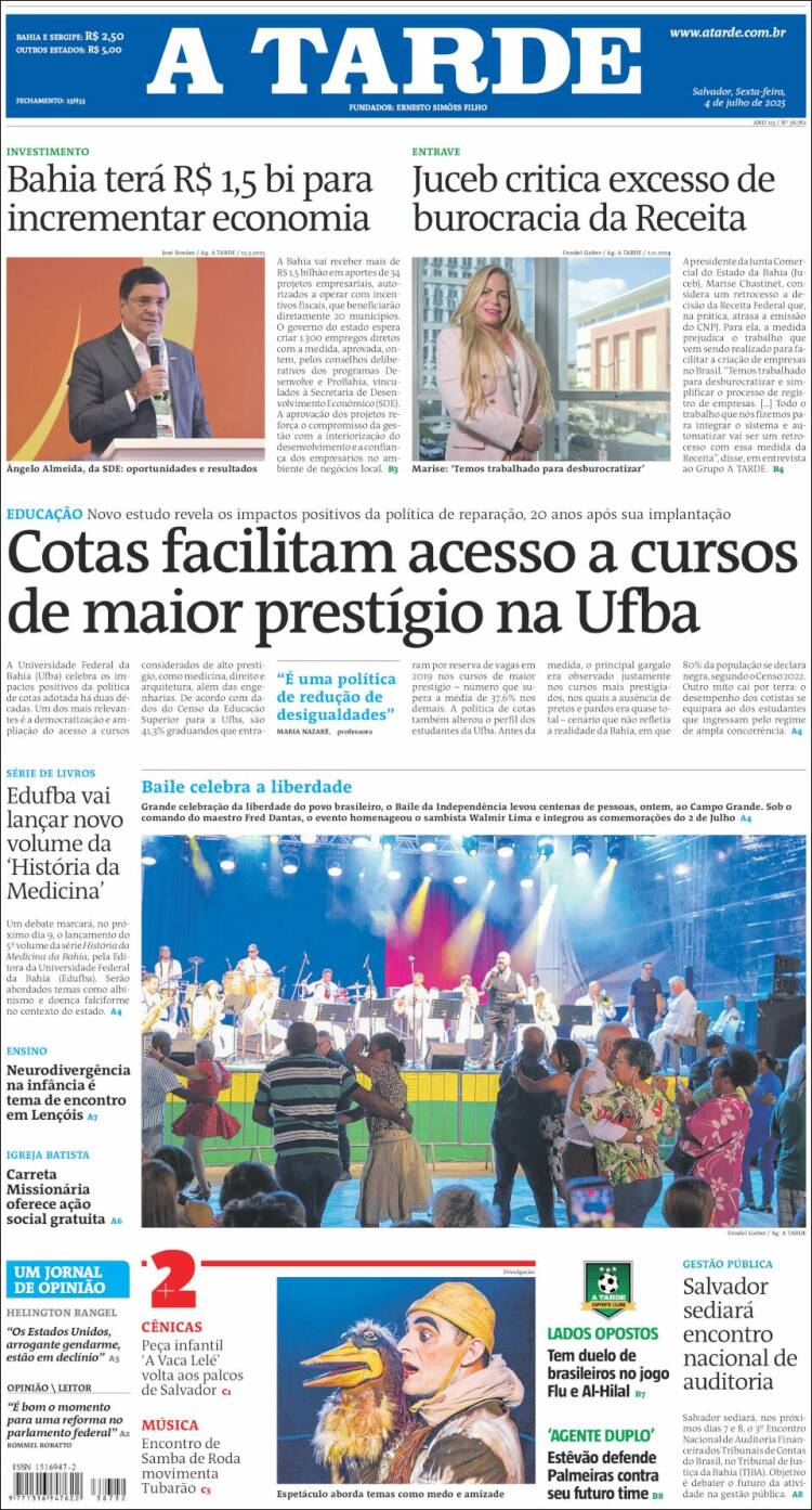 Portada de Diário A Tarde (Brasil)