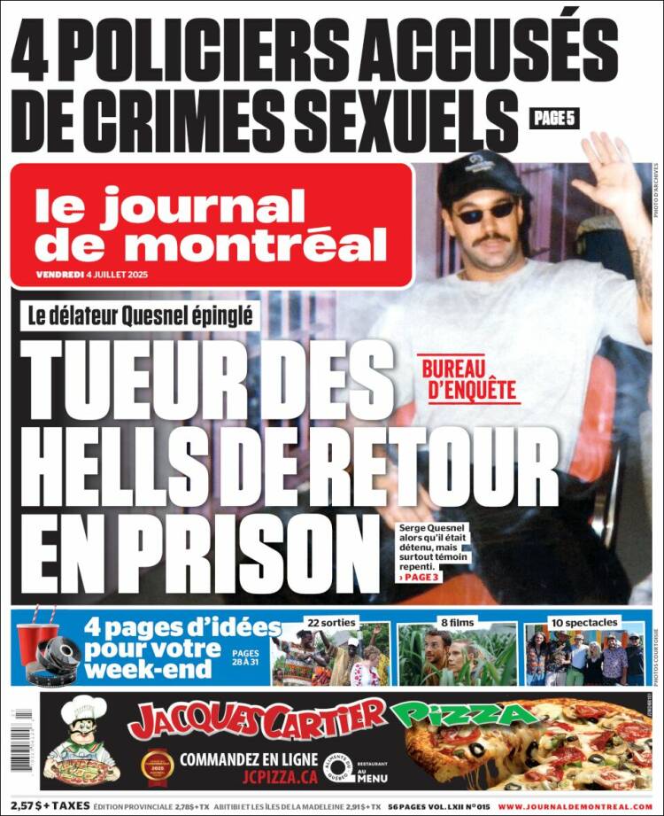 Portada de Le Journal de Montréal (Canadá)