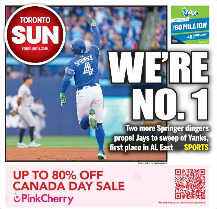 Portada de The Toronto Sun (Canadá)