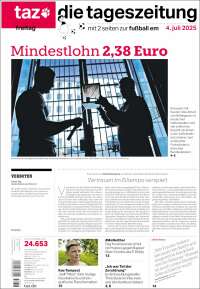 Portada de Die Tageszeitung (Germany)
