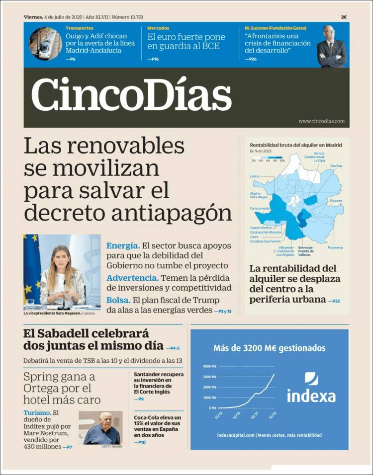 Portada de Cinco Días (España)