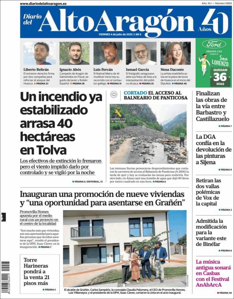 Portada de Diario del AltoAragón (España)