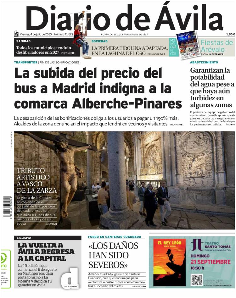 Portada de Diario de Ávila (España)