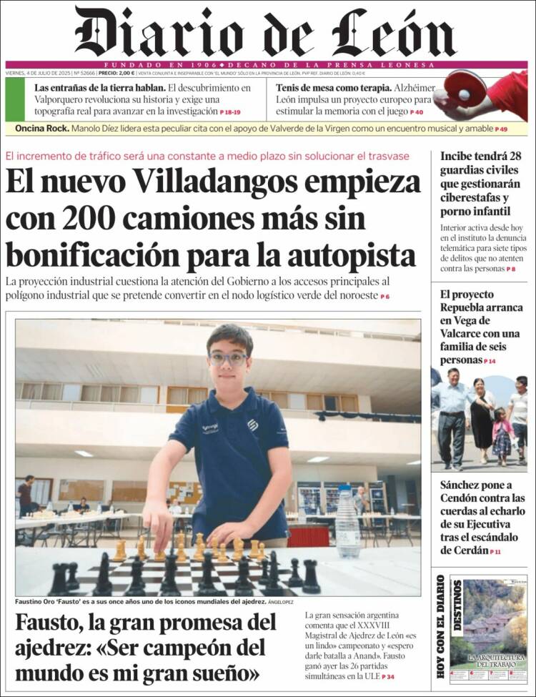 Portada de Diario de León (España)