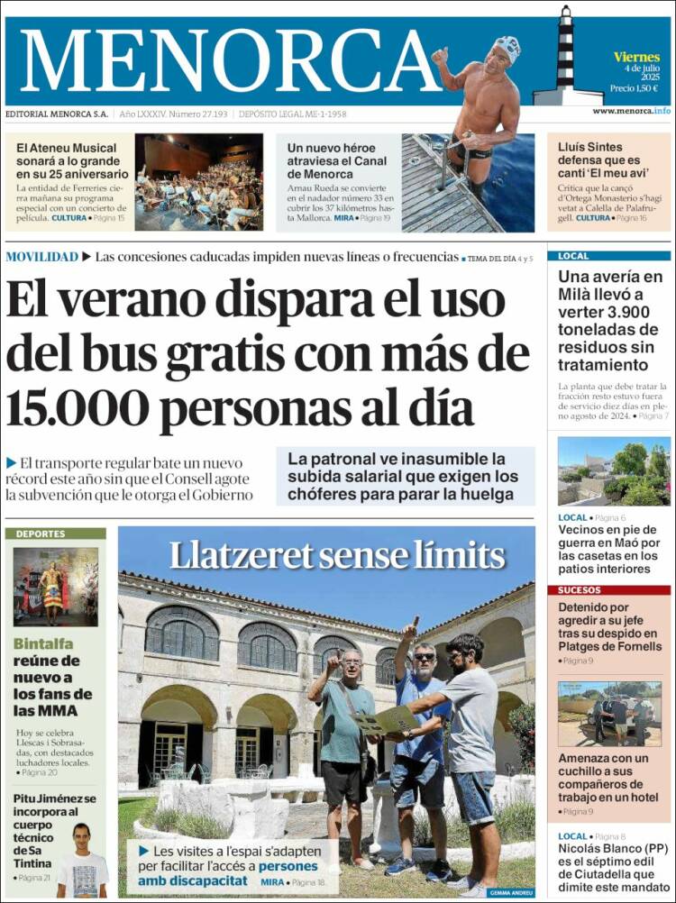 Portada de Menorca - Diario Insular (Spain)