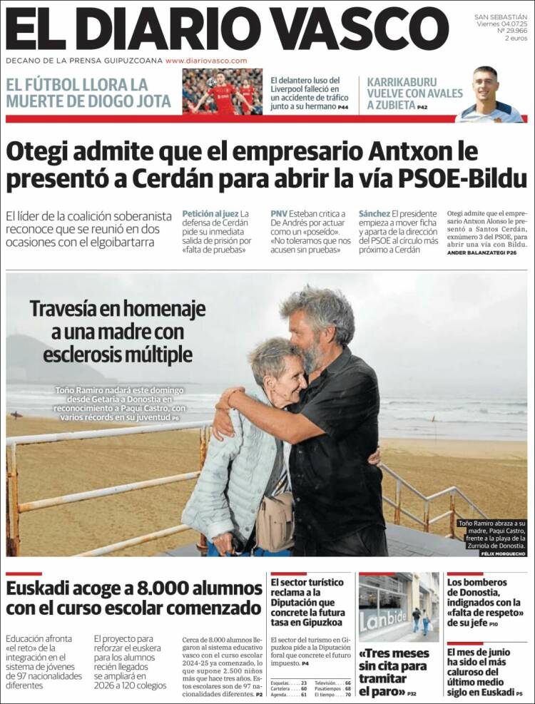 Portada de Diario Vasco (Espagne)
