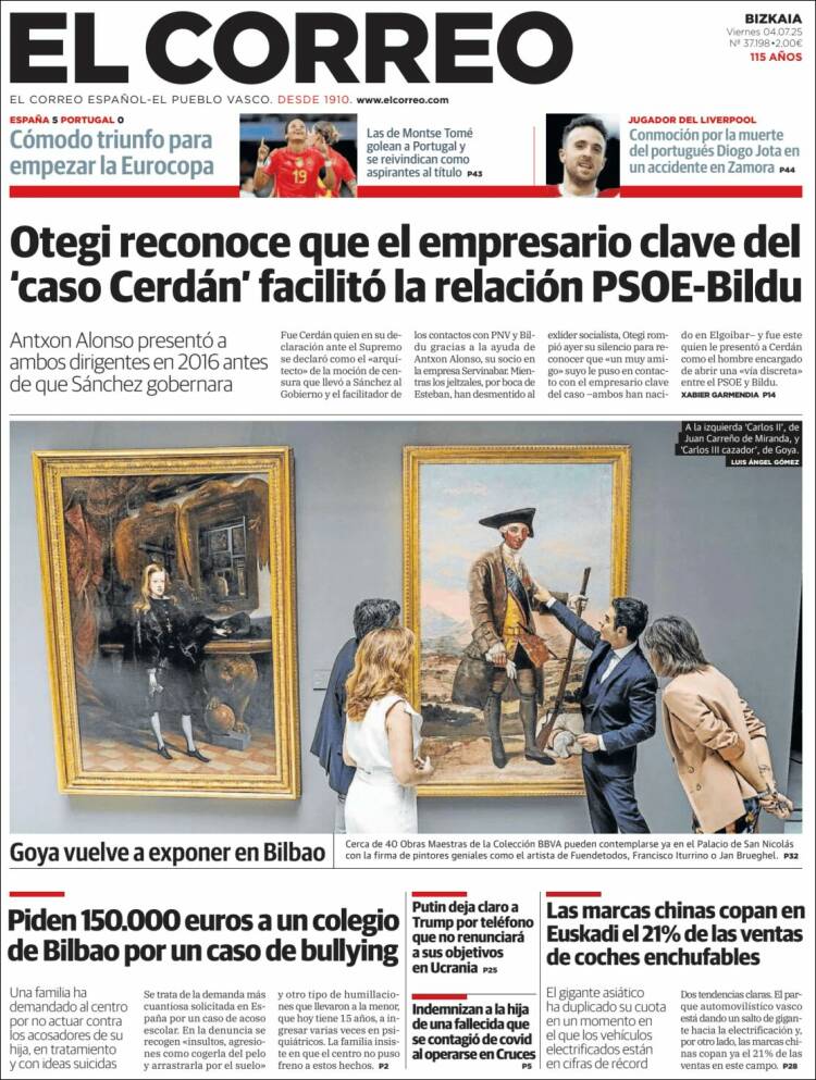 Portada de El Correo (España)