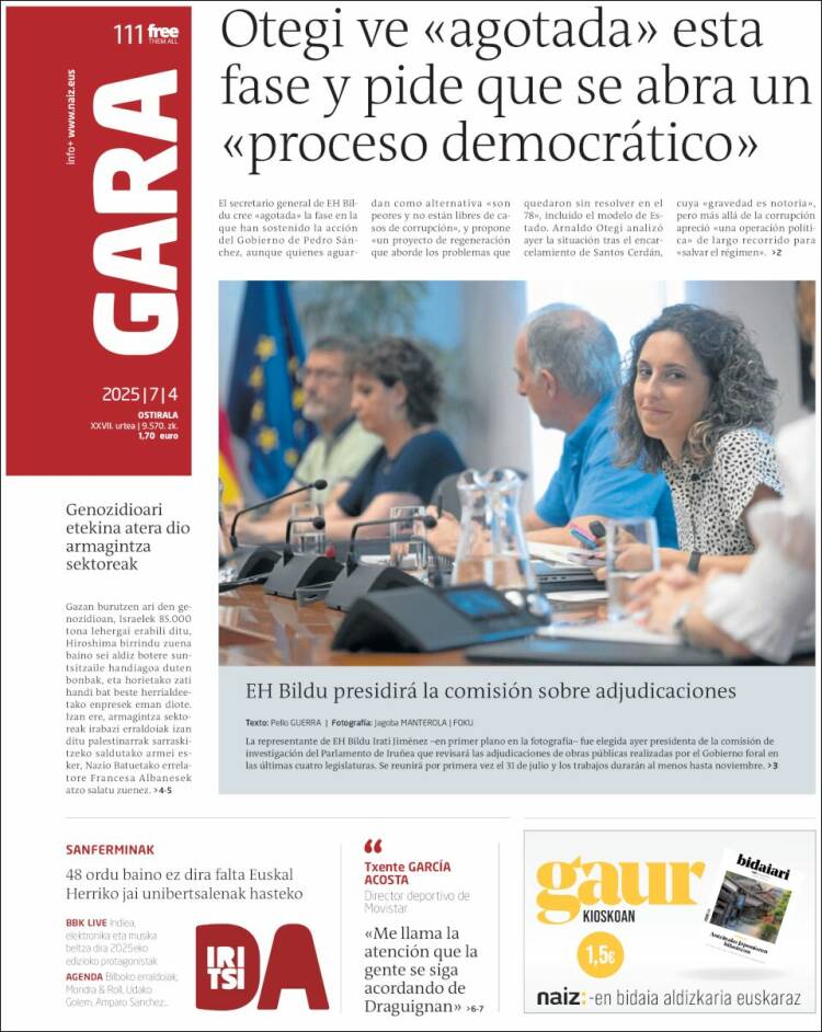 Portada de Gara (España)