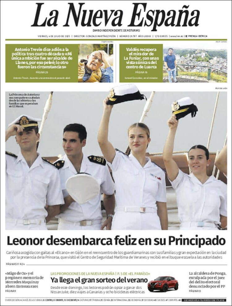 Portada de La Nueva España (España)
