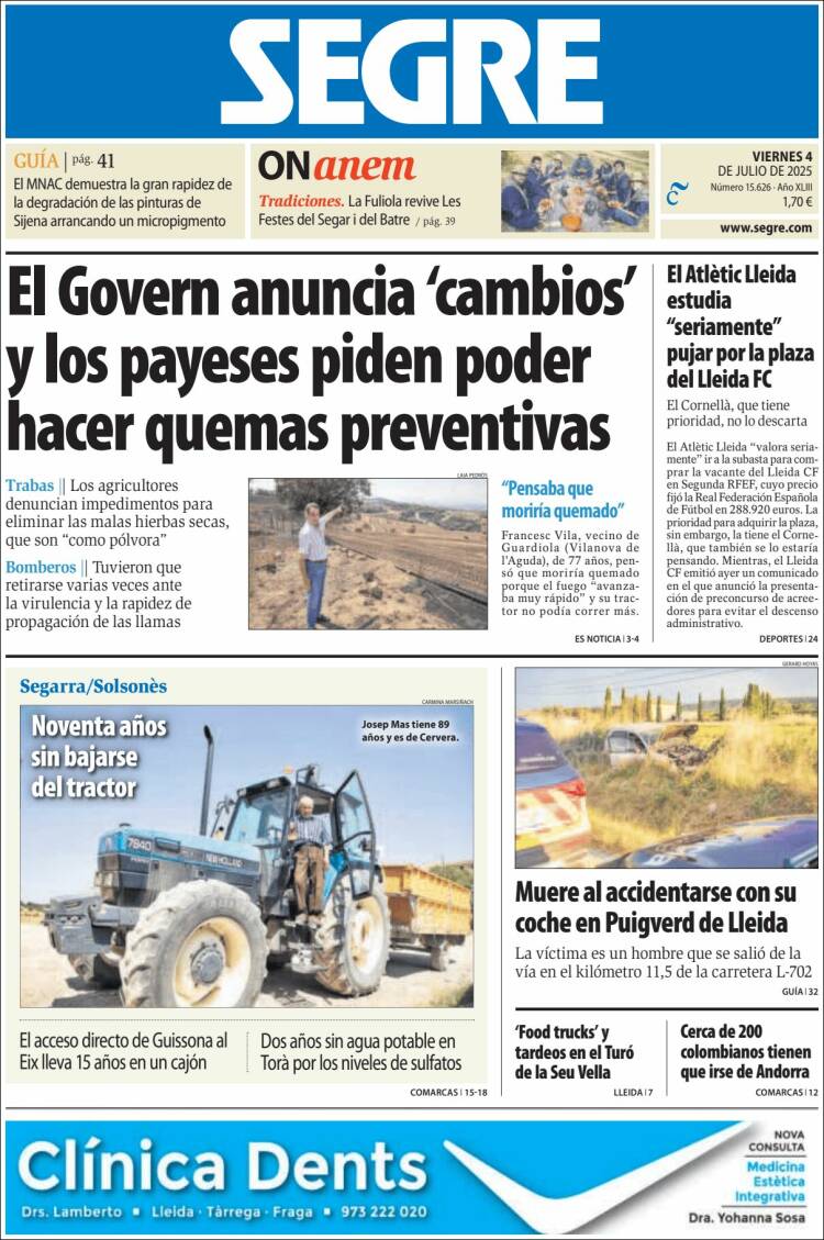 Portada de Segre  (España)