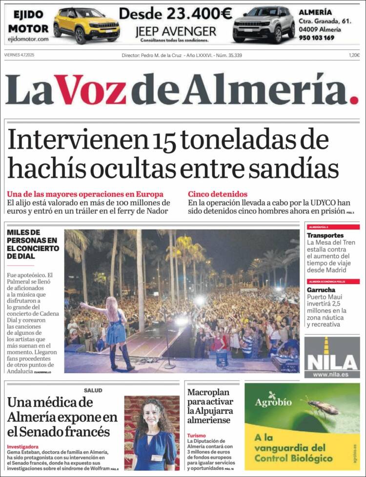 Portada de La Voz de Almería (España)