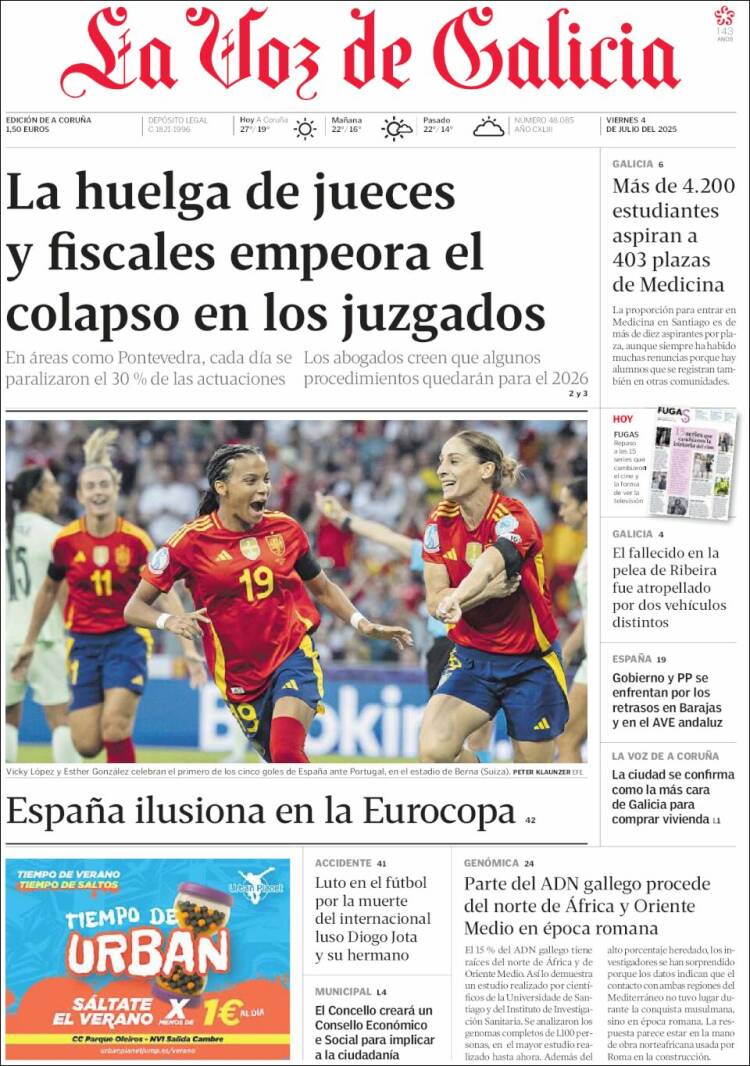 Portada de La Voz de Galicia (España)