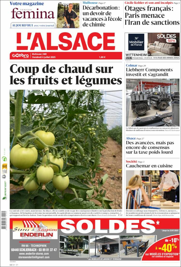 Portada de Journal L'Alsace (France)