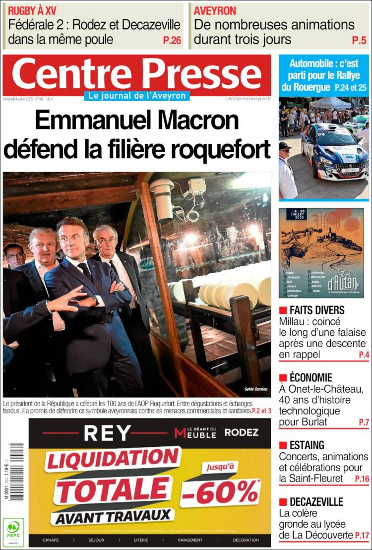 Portada de Centre Presse (Francia)