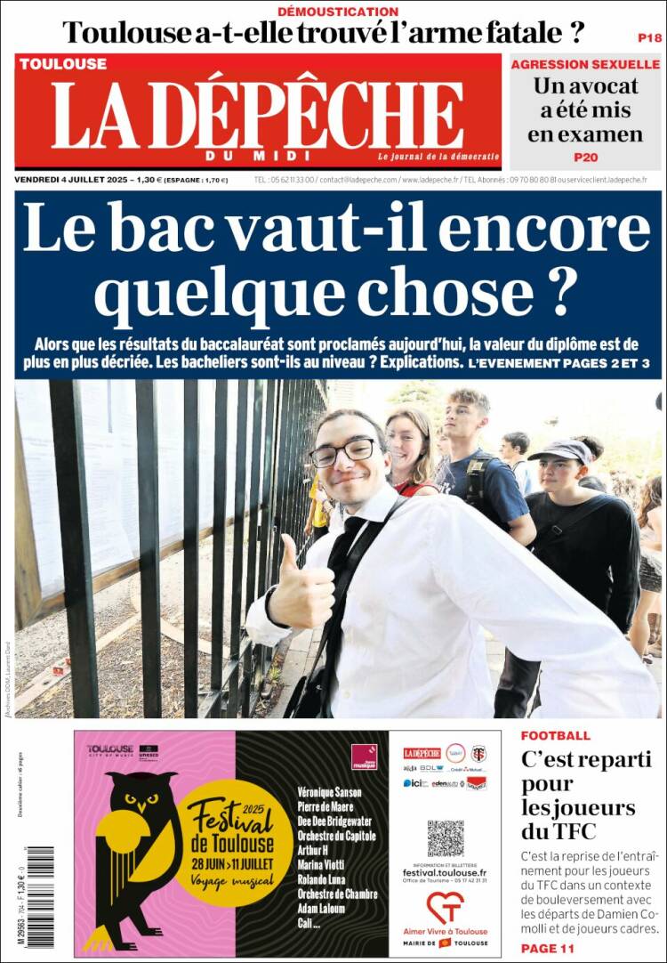 Portada de La Dépêche du Midi (Francia)