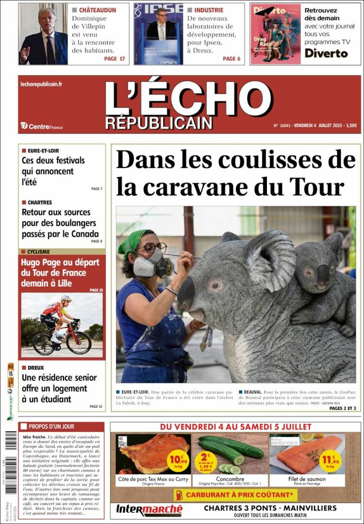 Portada de L'Echo Républicain (Francia)