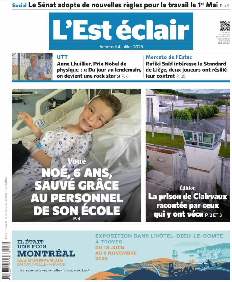 Portada de L'Est Eclair (France)
