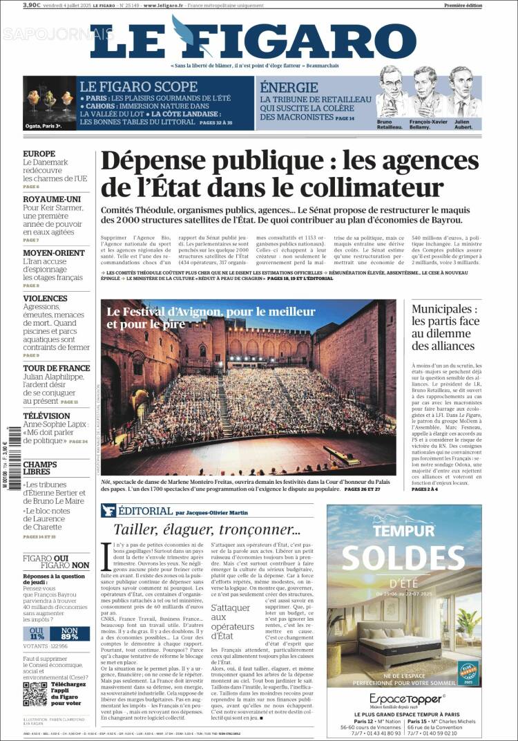 Portada de Le Figaro (Francia)