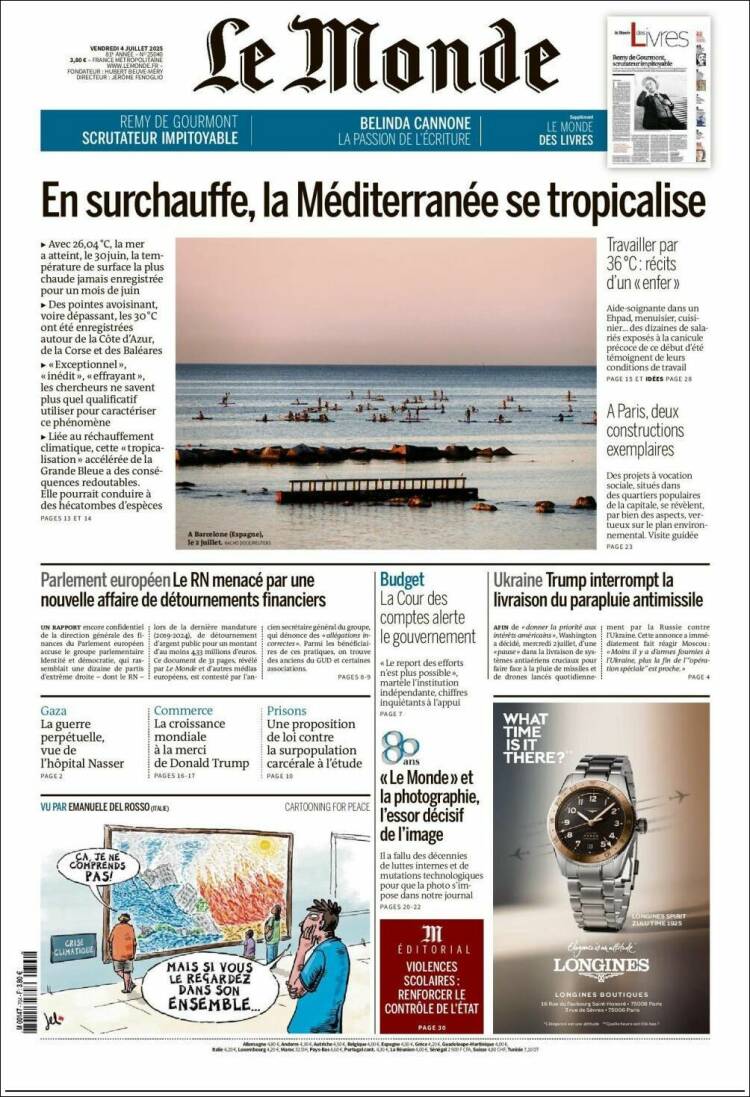 Portada de Le Monde (Francia)