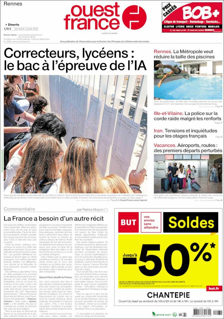 Portada de Ouest France (Francia)