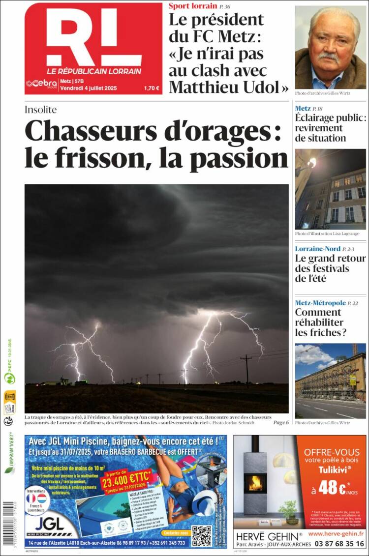 Portada de Le Republicain Lorrain (Francia)