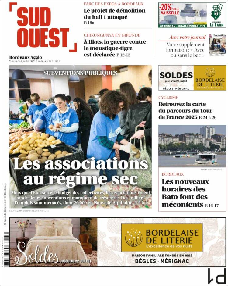 Portada de Sud Ouest (Francia)
