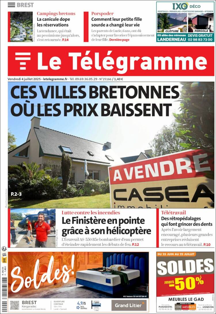 Portada de Télégramme (Francia)