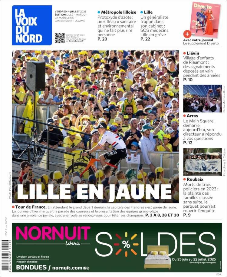 Portada de La Voix du Nord (Francia)